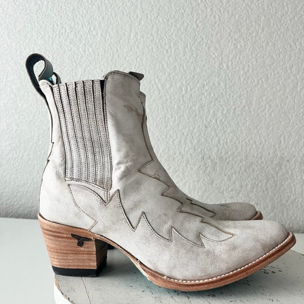 Lane CHELSEA Womens Cowboy Bootie 9 Western White Short Cowgirl Ankle Boots EUC - Picture 2 of 11